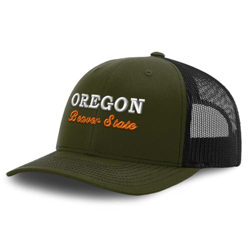 Trucker Hat Baseball Cap Oregon Beaver State Cotton Dad Hats for Men & Women Loden Black