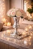 Ø 13 cm Blumentopf Vase Deko Hochzeitsdeko Übertopf Blumenvase Amphore Pflanzgefäß Pflanztopf Hochzeitstischdeko Keramik Vase Tischvase Silber Amphorenvase Trompetenvase Deko Vase Hochzeitsdekoration