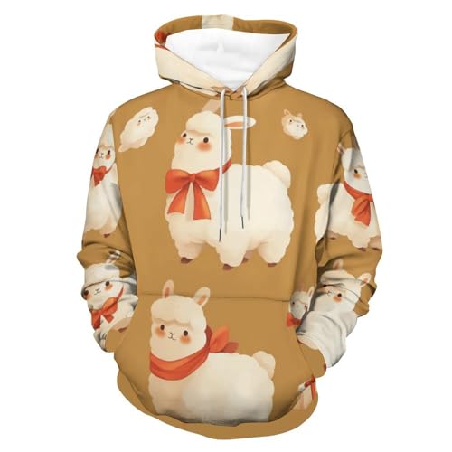 Sweat à capuche alpaga blanc uni en taille S pour homme et femme style hoodie manches longues