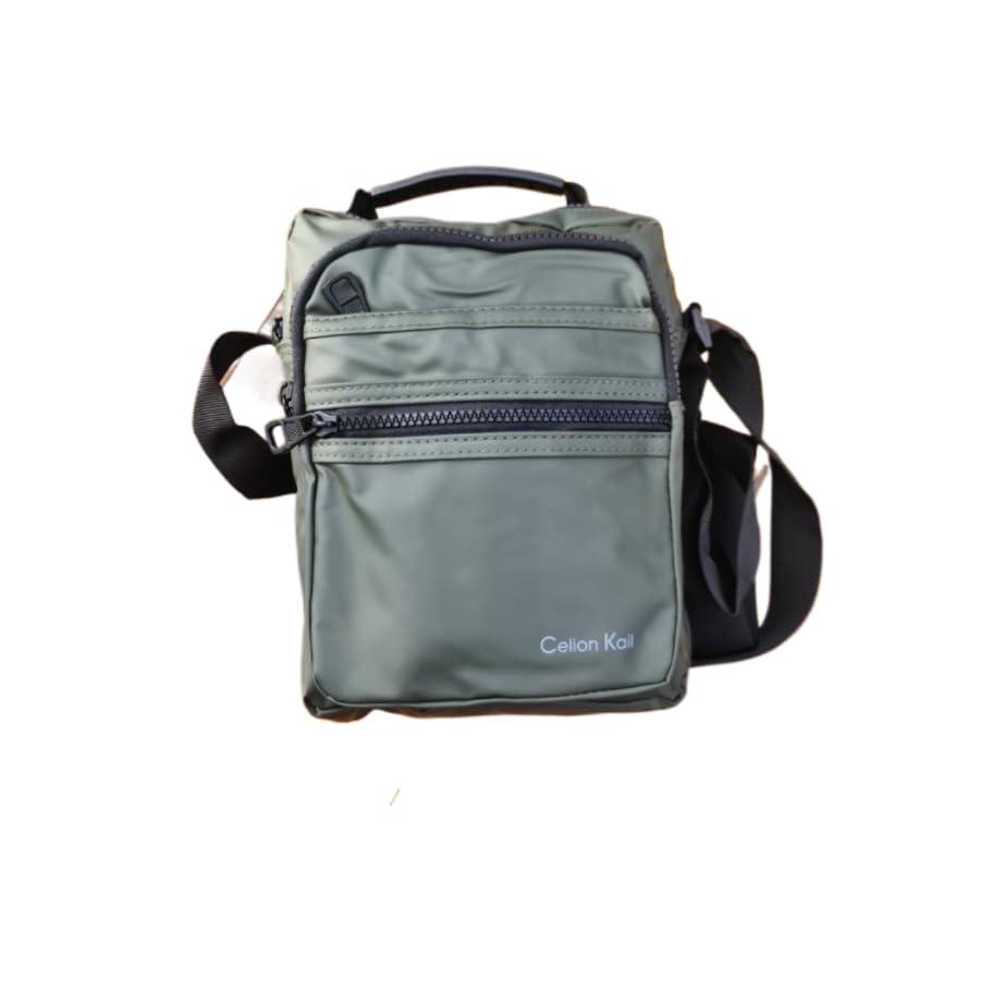 Shoulder Bag, Bolsa Transversal Masculina de Ombro, 5 Bolsos, Resistente à Água, Premium, Prática, Versatil (Verde militar)