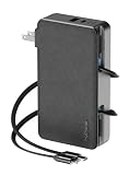 myCharge RetractaCharger+ 10000mAh Portable Power Bank - 28' Retractable 1 USB-C & 1 Lightning Cables | Built-in Wall Plug | Digital Display | USB-C/A Ports | Up to 60 Hours of Power | Black
