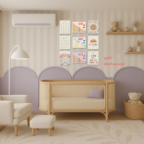 Educational Classroom letters for Kids Wall Art Set of 12 β 3 Hanging Posters 16x12in+9 Prints 8x10in, Numbers Alphabet Canvas Wall Decor Preschool Kindergarten Nursery Homeschool Learning Home Decor by Wow NEW ART - Used condition - Image 8