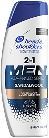 Head and Shoulders Shampoo For Men, Men Advanced Series Sandalwood 2-in-1 Shampoo and Conditioner, 12.8 fl oz, Pack of 6