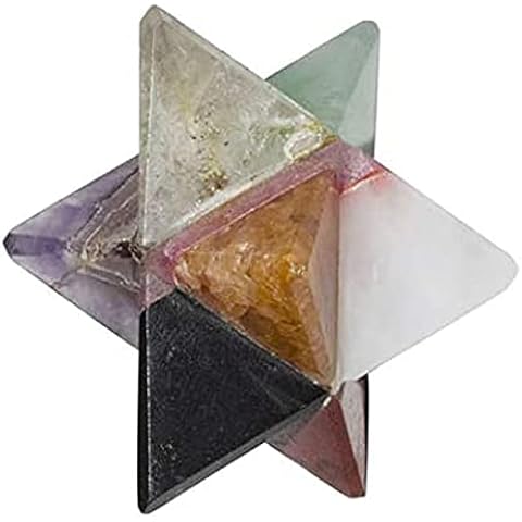 PYOR Seven Chakra Merkaba Star Shape Reiki Charged Healing Stone Energy Generator Gemstone Chakra Balancing Aura Crystal Cleansing Spiritual Gift Home Decor 1 Inch Cover