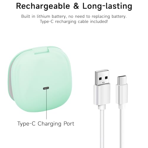 QUMOX Espejo de Maquillaje Compacto con Luz 5X Recargable USB-C, LED con 3 Modos de Color y Brillo Regulable Táctil - imagen 8