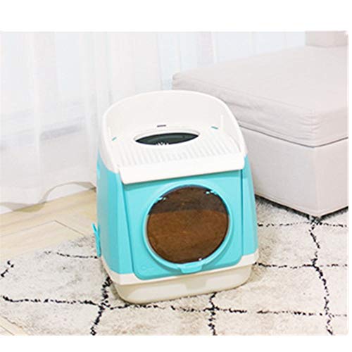 Msuiiixcccc Cat Litter Boxes Free Cabin Cat Litter Pot Top-in Cat Litter Basin Anti-Splashing Cat Toilet Deodorant Large Cat Sand Basin for Cat Automatic Intelligent petwith lid (Blue 54.9x42x49.2cm)