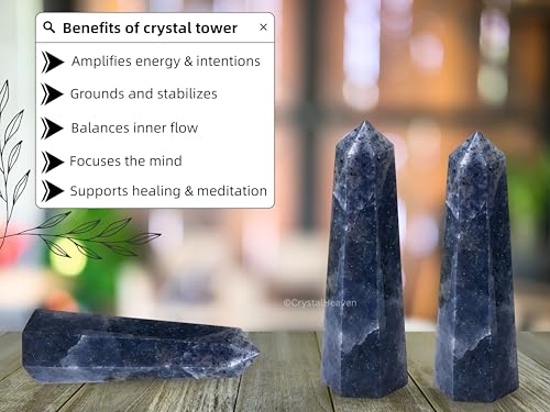 Image of Crystal Heaven Certified Iolite Crystal Tower Obelisk Point for Chakra, Healing and Balancing - AAA Grade Original Certified Gemstone Agate for Reiki Meditation Yoga Spiritual (2-3 Inches)