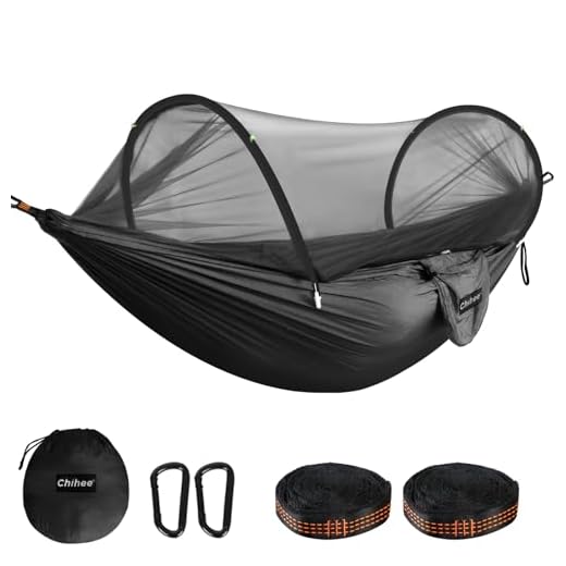Chihee Ultra-Light Travel Camping Hammock Pop-up Net Hammock 660lbs Load Capacity,Breathable,Quick-drying Parachute Nylon 2 Premium Carabiners,2 Tree Slings Included for Outdoor Backpacking Hiking