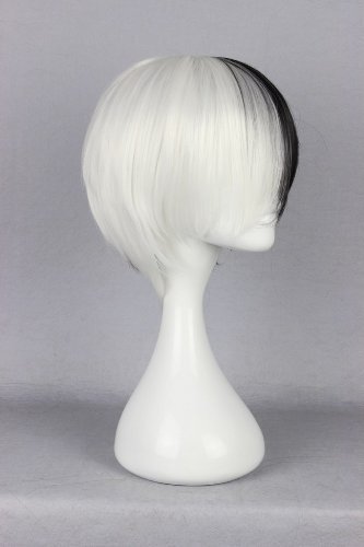 Cosplaza Cosplay Wig Short Black White Unisex Anime Show Party Hair #TOP2