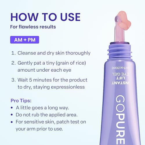 goPure NEW Instant Lift Eye Gel - For the look of Puffiness & Bags, Wrinkles, Fine Lines and Dark Circles, Anti Aging Skin Care for Men & Women with MaxLift3 Biotech Under Eye Brightener — view 4