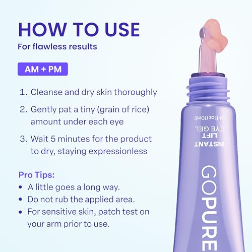goPure NEW Instant Lift Eye Gel - For the look of Puffiness & Bags, Wrinkles, Fine Lines and Dark Circles, Anti Aging Skin Care for Men & Women with MaxLift3 Biotech Under Eye Brightener — view 5