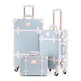 Unitravel 3 Piece Vintage Combination Luggage Set, Hardshell Retro Travel Trunk Suitcase with Train