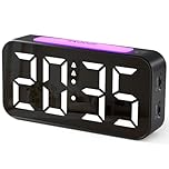 HOMVILLA Sveglia da Comodino Digitale con Grande Schermo LED, Luce Notturna a 9 Colori, Regolazione Luminosità e Volume, 2 Allarmi, Snooze, Alimentato Dalla Rete Elettrica (Adapter Incluse) Nero