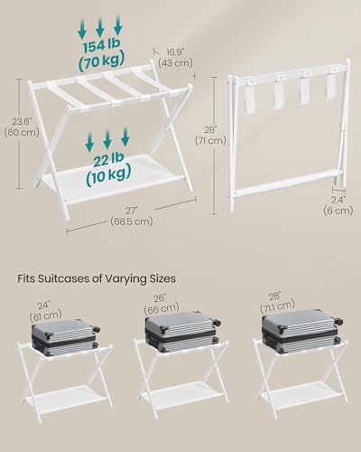 image for SONGMICS Luggage Racks for Guest Room, Set of 2, Suitcase Stand with S
