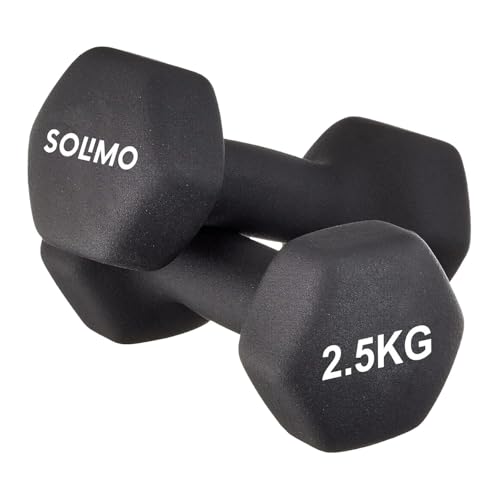 Image of Amazon Brand - Solimo Neoprene Dumbbell 2.5 kg, Set of 2 (Black)