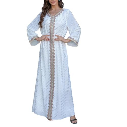 Robe abaya fine en dentelle gaufrée dorée pour vos fêtes