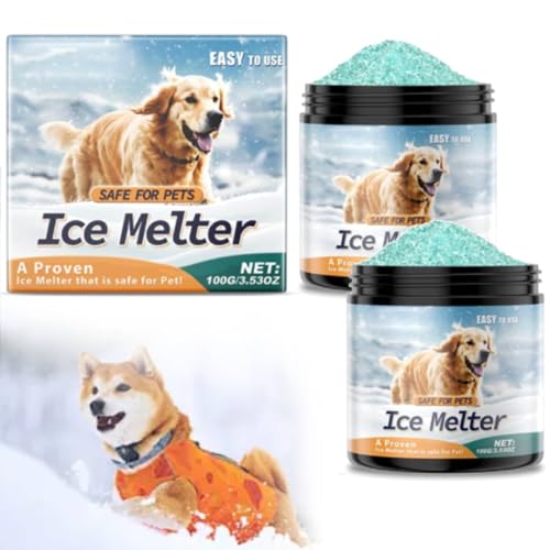 Derretimiento de hielo seguro para mascotas, mini derretidor de nieve de alta calidad, 100 g, más seguro para mascotas, hormigón, sal de nieve apta para mascotas, sal verde para eliminación de nieve y