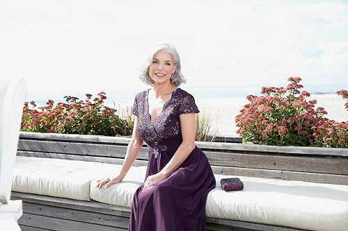 Alex Evenings Women's Stretch Sequin Bodice Empire Waist Long Gown, Formal Event Dress (Petite and Regular Sizes), Eggplant Empire Waist, 14 by Alex Evenings - Used condition - Image 6