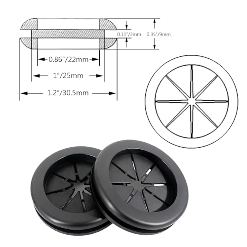 Œillets en caoutchouc 2,5 cm bouchons de 2,2 cm ID double face pour câblage de trou de perçage