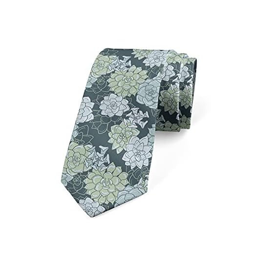 Ambesonne Necktie, Green Cactus Flowers, 3.7", Pale Green
