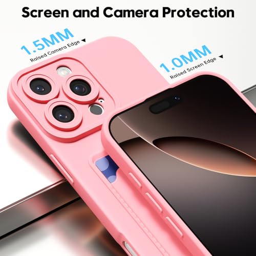 oakxco for iPhone 16 Pro Case with Card Holder, Silicone Wallet Phone Case with Credit Card Slot, Soft Rubber Thin Slim Purse for Women Men, Cute Solid Color & Protective Bumper, Light Pink by oakxco - Used condition - Image 4