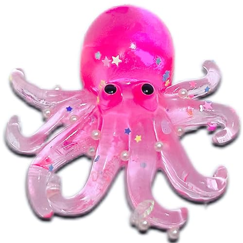 Squishy Pink Octopus Stress Suagr Balls, Soft Octopus Taba Squishy Toys for Kids, Glitter Sea Animals Suagr Ball Squeeze Toys for Birthday Gifts, Classroom Prizes, Party Favors for Kids