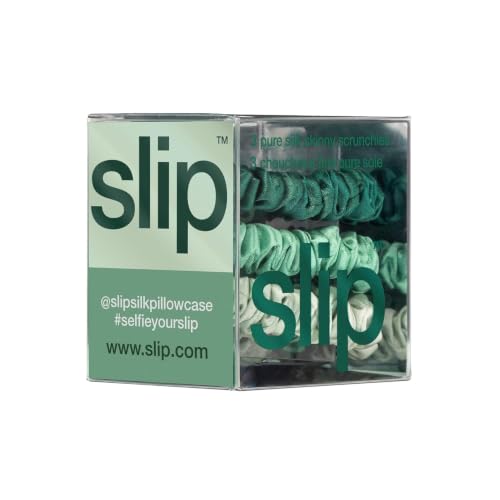 Image of SLIP Silk Hair Ties, Fresh Skinny Scrunchies, Set of 3 | Anti-Damage | 100% Mulberry Silk | anti-friction, anti-tangle, anti-knot, anti-frizz, anti-snag | All Hair Types | Slipsilk Technology