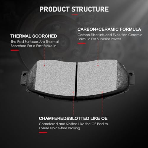 image for cciyu D1089 D1086 Front & Rear Professional Ceramic Brake Pads Set fit