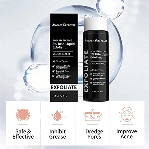 Schoner Brunnen 2% Bha Skin Perfecting Salicylic Acid Liquid Exfoliant Serum For Blackhead Removal,Unclog Pores,Smooth Fine Lines&Wrinkles,4 Oz Bottle Facial Exfoliator #TOP2
