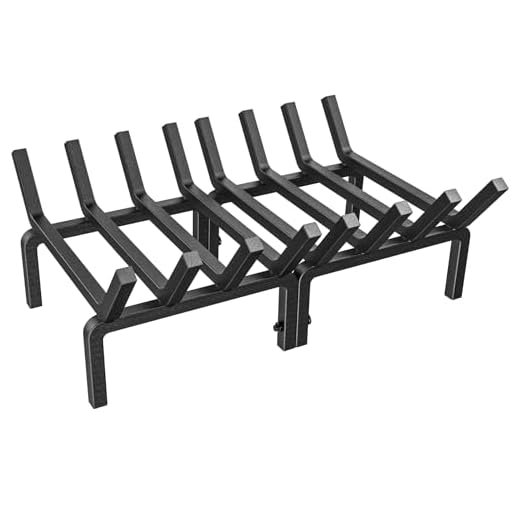 MOONPAI Fireplace Grate 30 inch Log Burning Rack Heavy Duty Solid Steel Fire Pit Grate 3/4 inch 8 Bars Fire Grate 8 Legs Anti-sag Design for Indoor-Outdoor Use,for Fireplace and Wood Stove