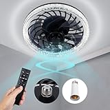 Socket Ceiling Fan Light,Bulb Socket Fan with Remote,Dimmable E26 Base Ceiling Fans with Lights for Bedroom,Screw in Fan and Light Combo,Mini Small Ceiling Fan with Light,Recessed Light Fan Lamp