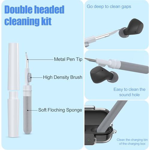 POZCIS [with Safety Lock] for Sony WF-C510 Case Cover, Clear Soft TPU Protective Earbuds Case with Carabiner & Cleaner Kit Accessories Set(Clear) by POZCIS - Image 6