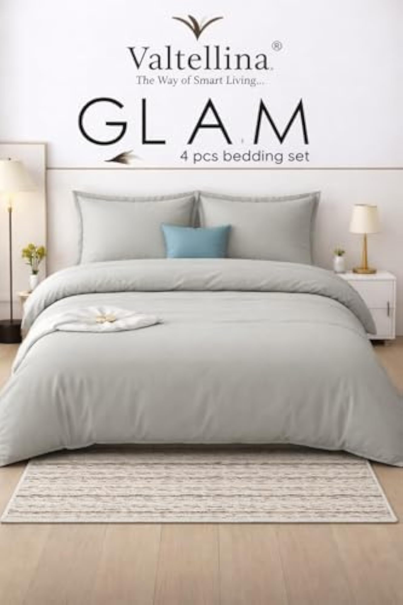 Glam King Size Comforter Bedding Set, 4 Piece