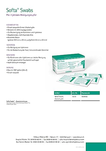 Softa Swabs I Alkoholtupfer zur Hautreinigung I Packung à 100 Stück (Packung mit 2)