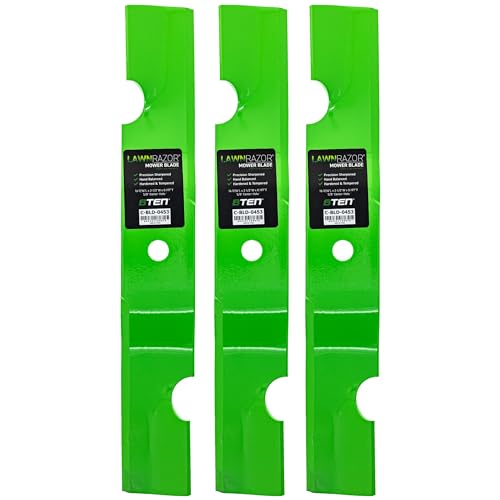 8TEN LawnRAZOR Blade for John Deere Quik Trak 648R 48" Deck TCU34166 (Notched High Lift) 3 Pack