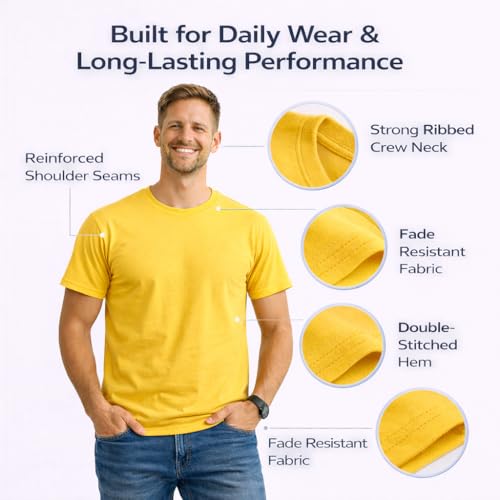 BILLIONHATS Men’s Cotton T-Shirt 6 Pack, Big Tall Short Sleeve Lightweight Tees for Men, Packs of Bulk T-Shirts by BILLIONHATS - Image 4