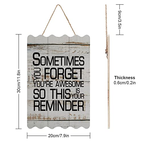 Sometime You Forget You're Awesome So This Is Your Reminder Farmhouse Wall Décor Wood Signs 8X12 Inch Antique Wall Art Wood Plaque With Inspirational Quote Home Decor For Living Room Office #TOP1