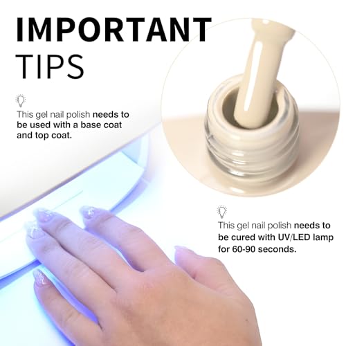 Image of CANNI 9ml White Nude Gel Nail Polish, High Gloss UV LED Soak Off Gel