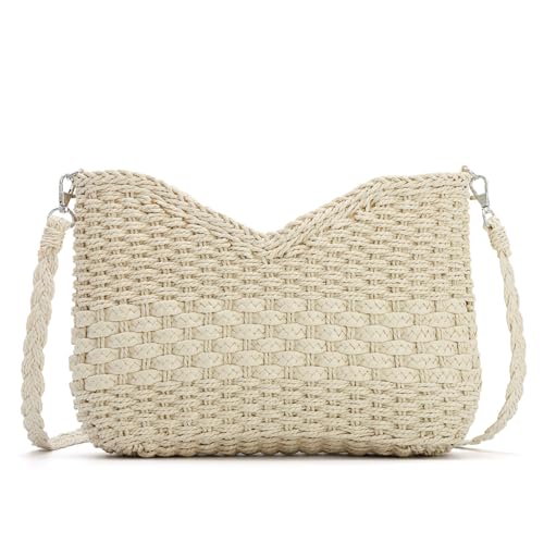 Imagen de Freiesoldaten Bolsos de Paja Hechos a Mano Bolso de Bolsillo para Mujer Bolso Tejido de Verano con Correa de Paja
