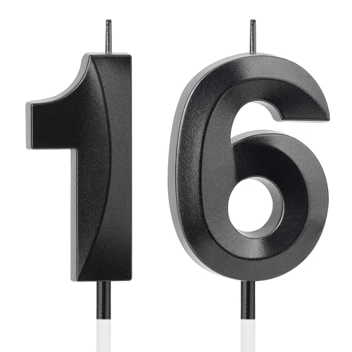 YEAAGE Black Number 16 Candles Sweet 16 Decorations for Boys & Girls