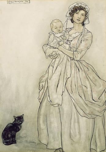 Peinture murale Rips fille et petit enfant poésie sur toile pour maison
