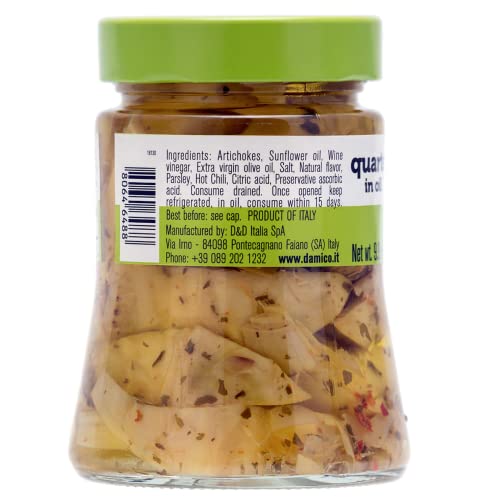 Quartered Artichokes In Oil "Roman Style", 9.9 Oz (280 G), Antipasto, Seasoned, Carciofi, Product Of Italy. Fratelli D'amico. #TOP1