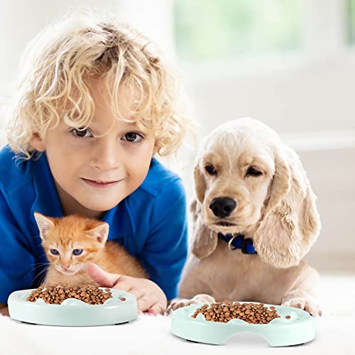 2 Pcs Cat Slow Feeder Bowl Pet Feeder Wet Food Slow Feed Raised Dish Healthy Eating Diet Fun Interactive Feeding Bowls For Cats And Dogs Dishwasher Safe, Fish Pool Design (Green, Small) #TOP3