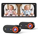 Luckview BM5 MAX 1080P HD Dual Baby Car Camera with Recording, 7.2” Split Screen Monitor for 2 Kids, Dual Car Camera Baby Monitor with Auto Night Vision, Easy Installation Carseat Camera for Baby