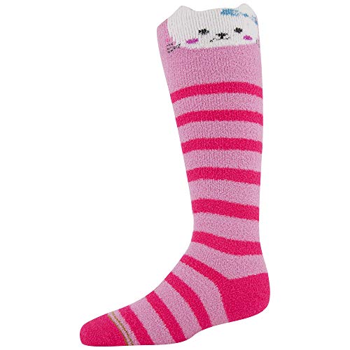 Gold Toe Girl's Fuzzy Faces Kitty Knee High Socks, 2 Pairs, Pink/White, Shoe Size: 9-3.5 #TOP3