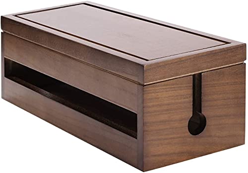 Image of White Whale you think, we bring Cable Management Box Wooden Cord Organizer Box for Extension Cord Power Stripe Surge Protector Wire Management Concealer Organizer Cover Hider for Desktop Home