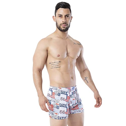 Cueca boxer microfibra homem adulto estampada Cor:Sortido;tamanho:P