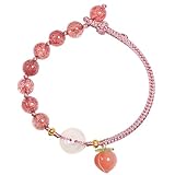 LMMSHA Erdbeerquarzarmband Glückspirach Harmonie Schnalle Feng Shui Reichtum Armband Chakra Edelsteine ​​Alte Münze Jade Donut Süßes Kristallarmband Amulett für Liebe Wohlstand Geld Romantik/1978