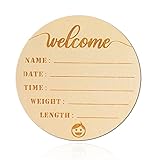 Wooden Baby Announcement Sign, Hello World Newborn Birth Baby Name Announcement Sign Souvenir for New Baby Boy Girl Gifts to Baby Shower for Hospital to Share the Joy Your Babys Arrival (New Baby Boy)