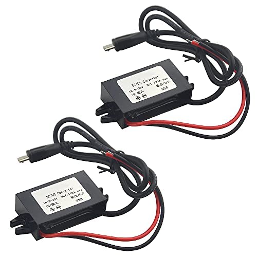 BGTXINGI 2Pcs DC-DC Buck Converter Module 3A 12V 24V to 5V DC Power Converter Step Down Module with Micro USB Connector (USB Micro Interface)